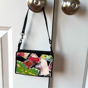 Vintage Liz Claiborne Mini Purse, Multi-Color, Golf / Postcard theme